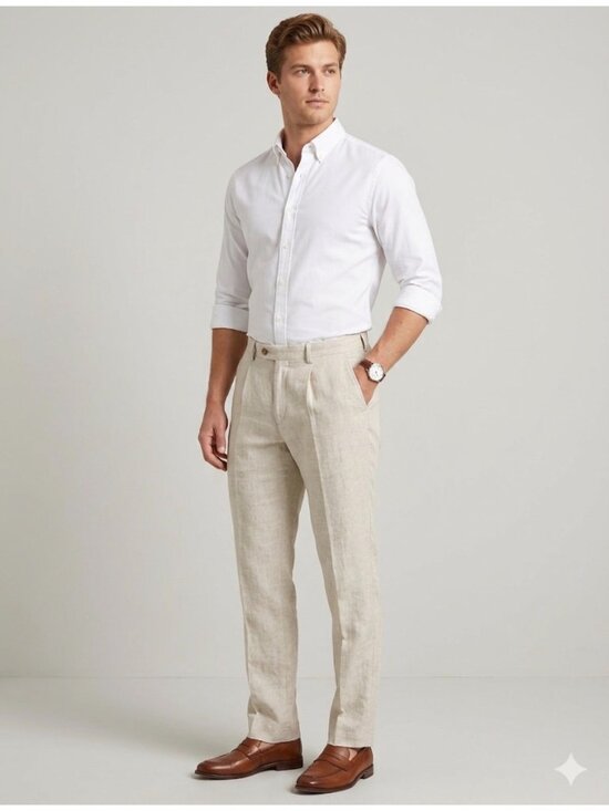 Old Navy Other - Old Navy Mens100% Linen Beige Pants Size 36x34 Lightweight Casual Wear